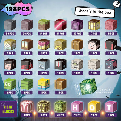 Magnetische Bausteine 198 Stück - Leuchtende Magnetblöcke mit Farbwechsel, Kreatives STEM Montessori Spielzeug & Sensorik-Set,Lernspielzeug ab 5 Jahre für Kinder,Geschenk für Jungen und Mädchen