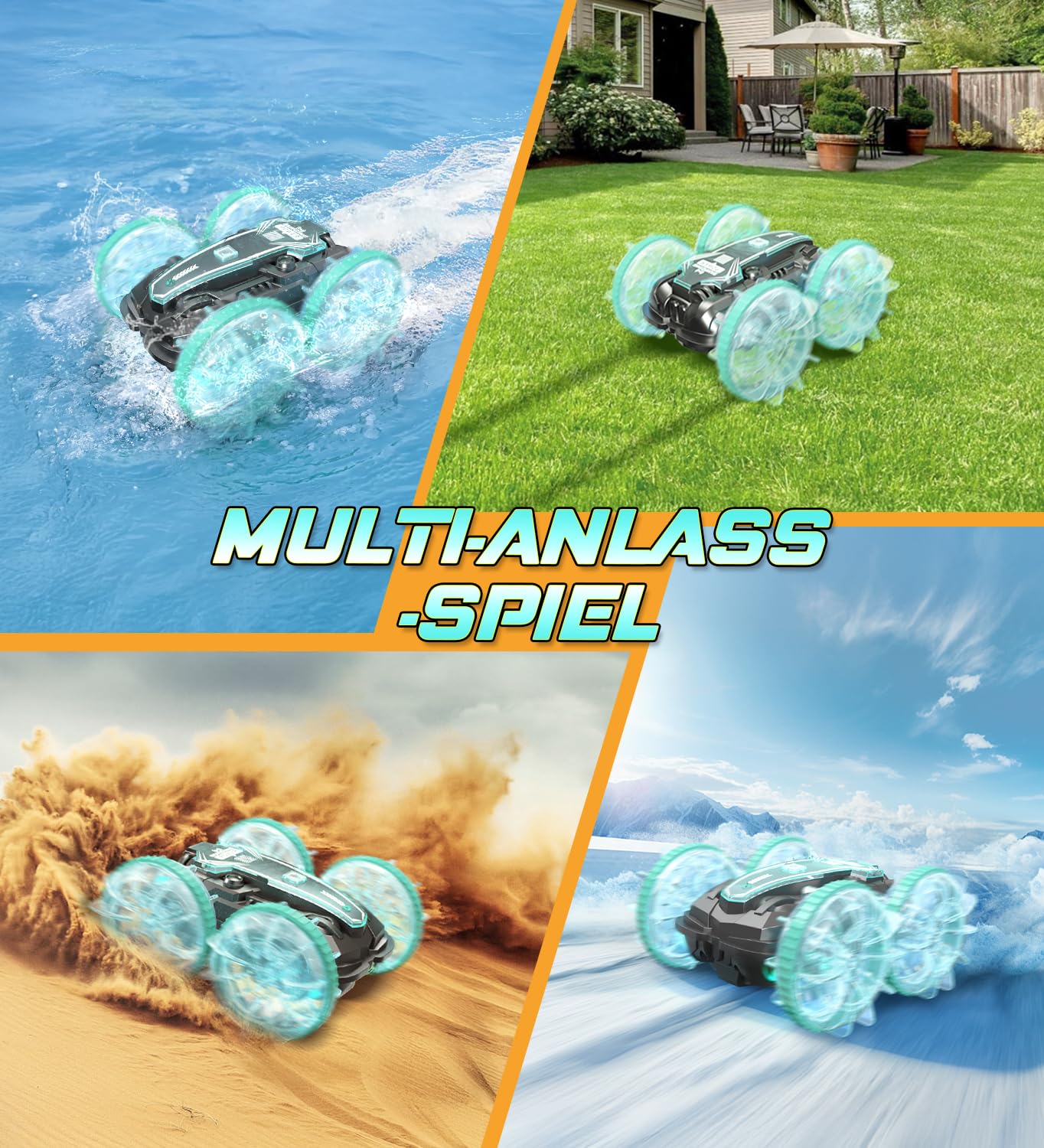 Amphibienfahrzeug Ferngesteuertes Auto 3+ Jahre,RC Auto Car Spielzeug ab 3 4 5 6 7 8 9 Jahre Jungen Weihnachten Geschenk Junge 3+ Jahre Outdoor Spiele für Kinder Strand Wasserspielzeug