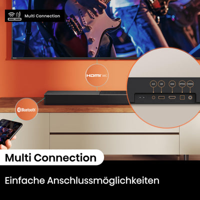 Hisense HS2000 2.1 Kanal Soundbar mit integriertem Subwoofer, 240W, Dolby Audio, Bluetooth, HDMI ARC/Optical/AUX/USB, Schwarz