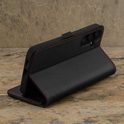 TORRO Hülle kompatibel mit Samsung Galaxy A55 5G – Premium Leder Hülle mit Standfunktion und Kartenfächern (Schwarz)