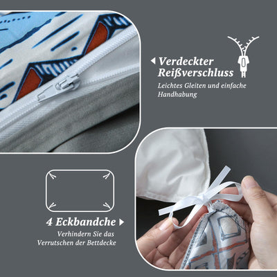 MILDLY Satin Bettwäsche 135x200 Baumwolle, Boho Bettwäsche-Sets mit Reißverschluss öKotex Zertifiziert Enthält 1 Bettbezug 135x200 und 1 Kissenbezüge 80x80, Boho