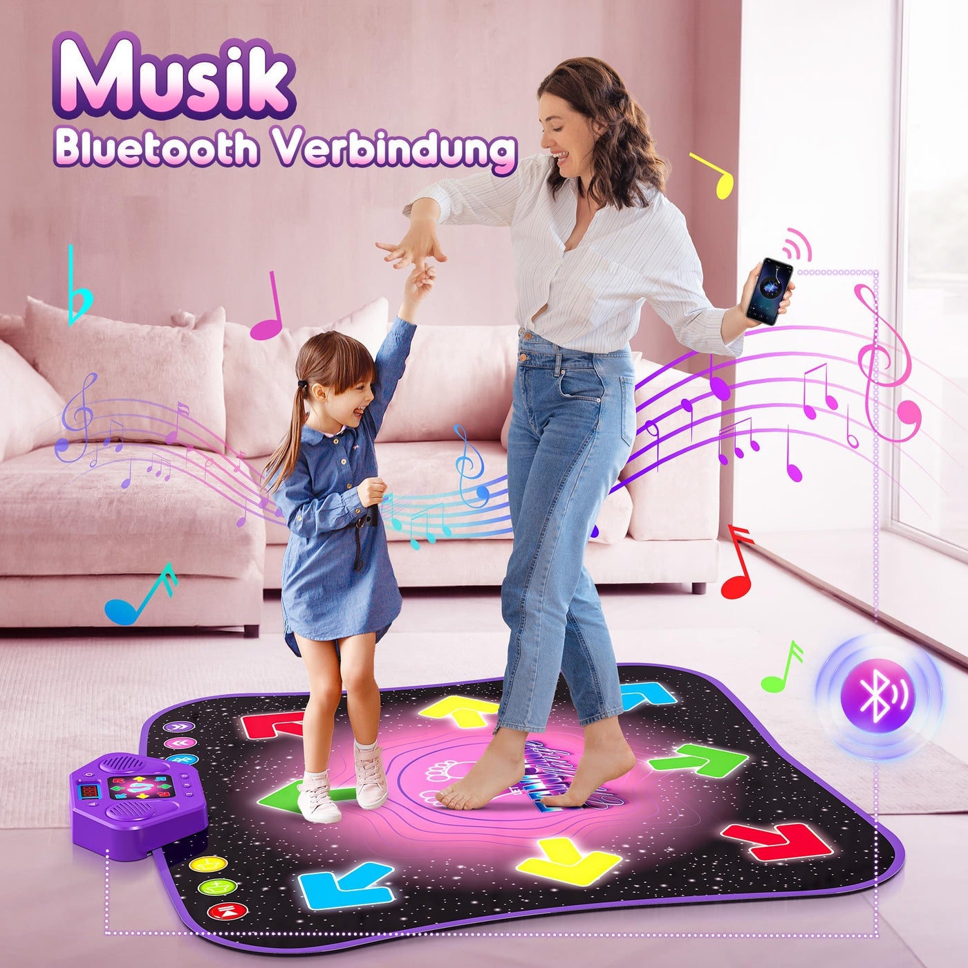 Hot Bee Tanzmatte für Kinder ab 6-8 Jahre Geschenke für Mädchen Tanzmatte mit Bluetooth Beleuchtete Musikmatte Spielzeug Kinder für Alter 3 4 5 7 9 Kinderspielzeug Jungen Geschenkideen Geburtstag