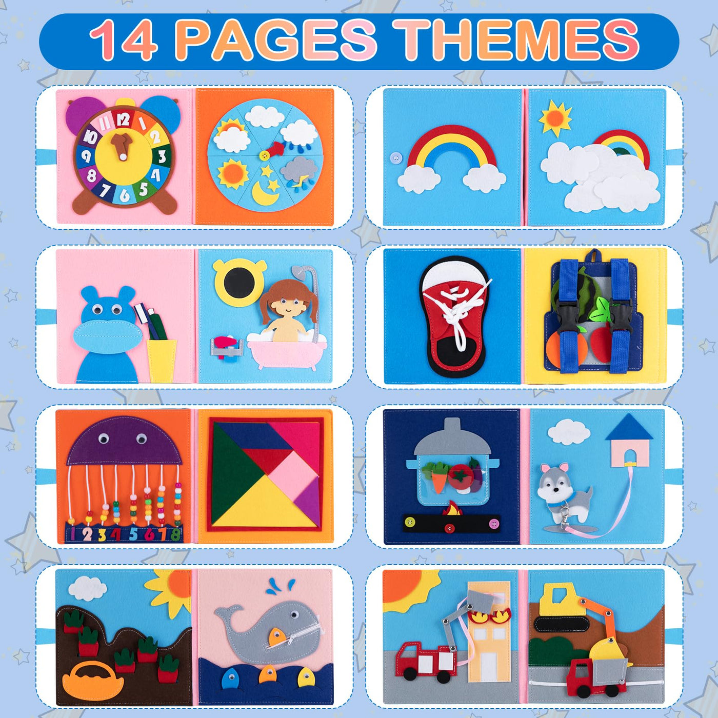 Gagotoy Quiet Book ab 1 2 Jahre, Montessori Spielzeug Activity Buch 3D Filz Sensorisches Busy Board, Weichem Stoff Früh Lernspielzeug für Baby Kleinkinder ab 1 2 3 Jahre