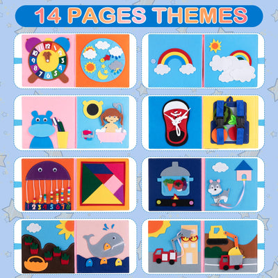 Gagotoy Quiet Book ab 1 2 Jahre, Montessori Spielzeug Activity Buch 3D Filz Sensorisches Busy Board, Weichem Stoff Früh Lernspielzeug für Baby Kleinkinder ab 1 2 3 Jahre