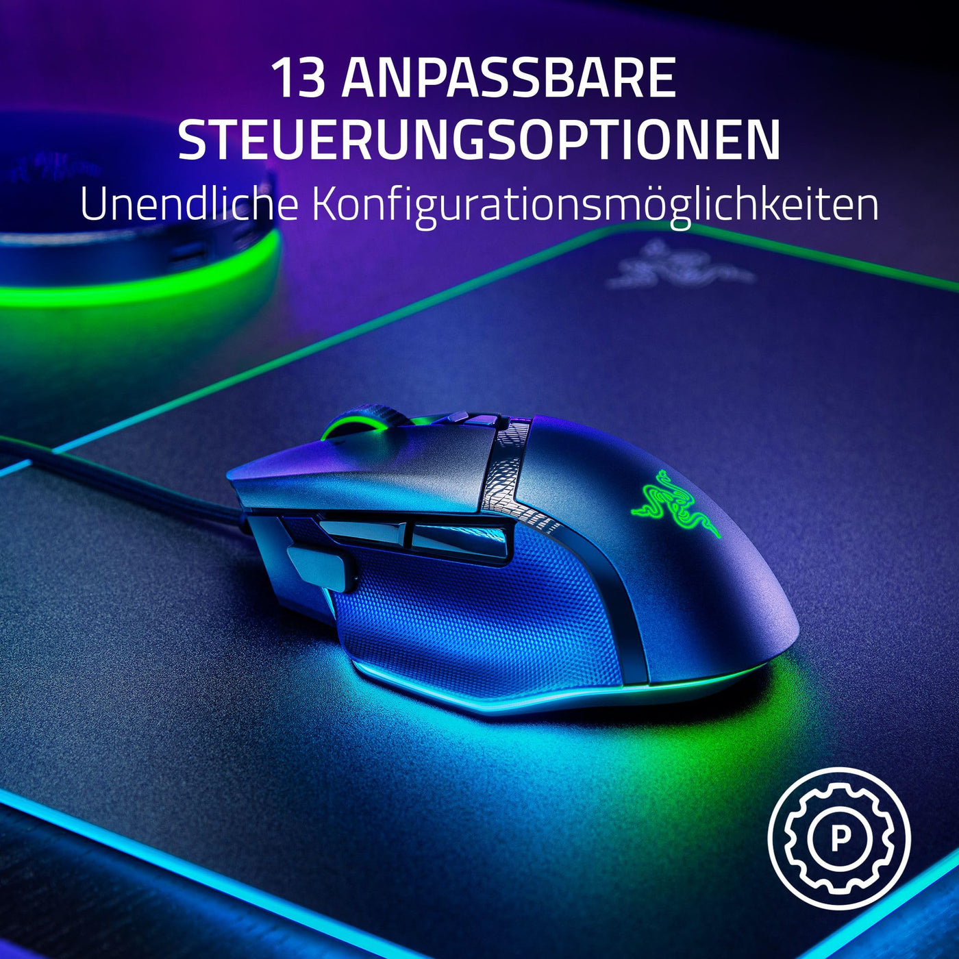 Razer Basilisk V3 35K - Vollständig anpassbare ergonomische kabelgebundene Gaming-Maus - Focus Pro 35K Sensor (HyperScroll Tilt Wheel, 11-Zonen-Beleuchtung, optische Mausschalter Gen-3) Schwarz