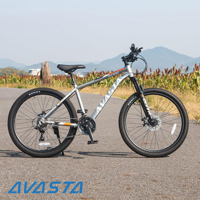 AVASTA AV300 26 Zoll Mountainbike MTB Pendlerrad Leichter Aluminiumrahmen 21 Gang Schaltung Vorderradfederung Scheibenbremsen vorne und hinten, Grau