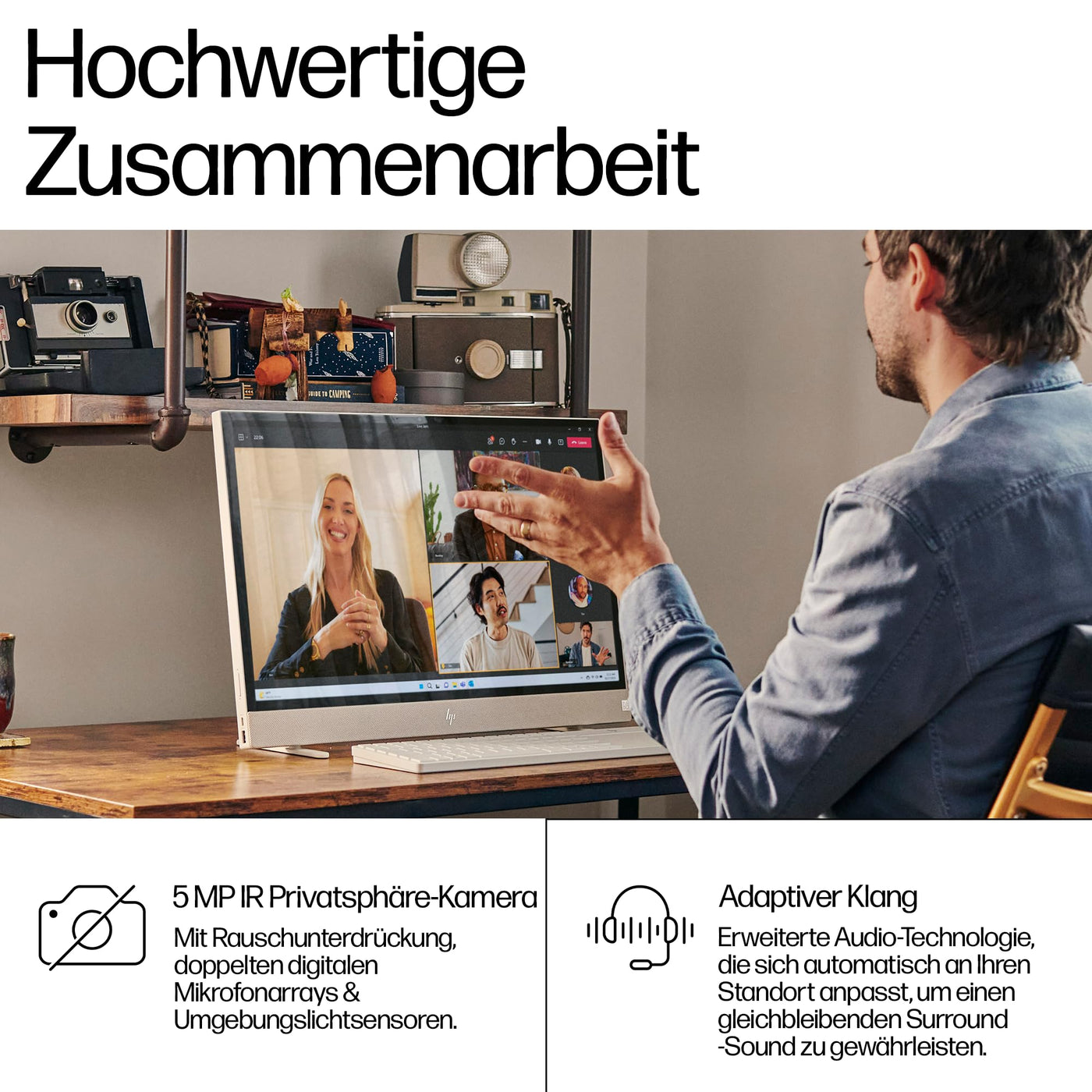 HP Envy Move All-in-One PC, 23,8" QHD Display, Intel Core i5-1335U, 16 GB DDR5 RAM, 512 GB SSD, Intel UHD Grafik, Windows 11 Home, Weiß