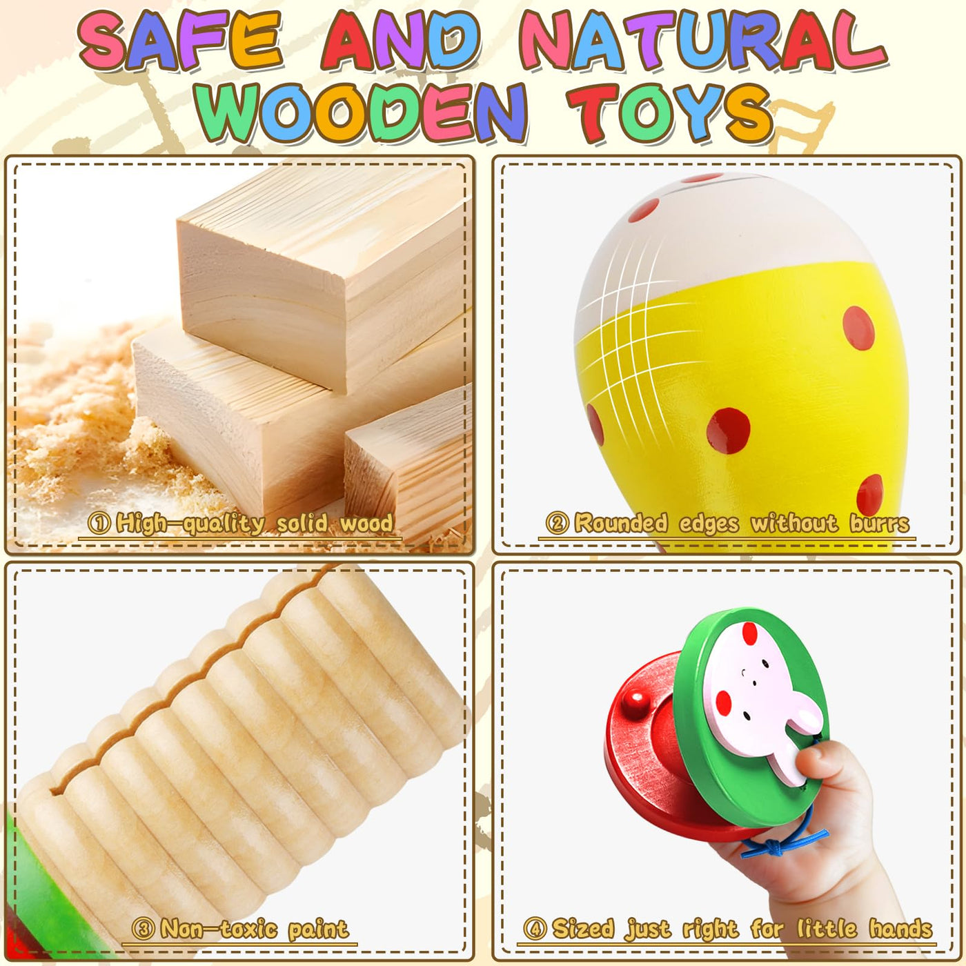 MZJAUVF 33Stück Musikinstrumente für Kinder, Musikinstrumente Musical Instruments Set, Holz Percussion Set, Xylophone für Kinders, Percussion Instrumente Kinders, Montessori Spielzeug ab 1 2 3 Jahre