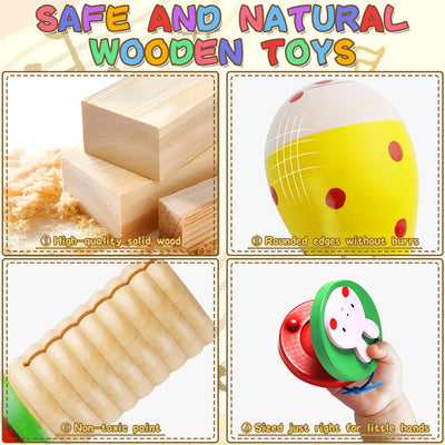 MZJAUVF 33Stück Musikinstrumente für Kinder, Musikinstrumente Musical Instruments Set, Holz Percussion Set, Xylophone für Kinders, Percussion Instrumente Kinders, Montessori Spielzeug ab 1 2 3 Jahre