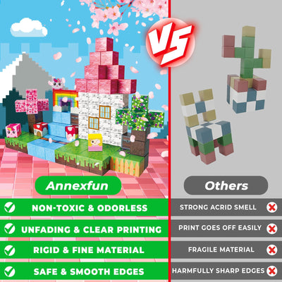 Annexfun Magnetische Bausteine 100 Stück - Baue Dein Magisches Einhorn mit Prinzessin & Schloss! Fantasievolle Magnetische Bauwelt Spielzeug ab 4 Jahren für Mädchen 4-8 Jahre