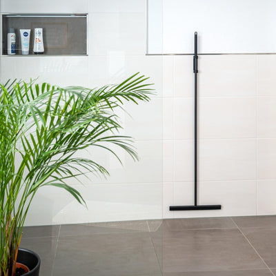 bremermann Bodenabzieher, Fensterabzieher mit Wandhalter, aus Edelstahl und Silikon (Schwarz)