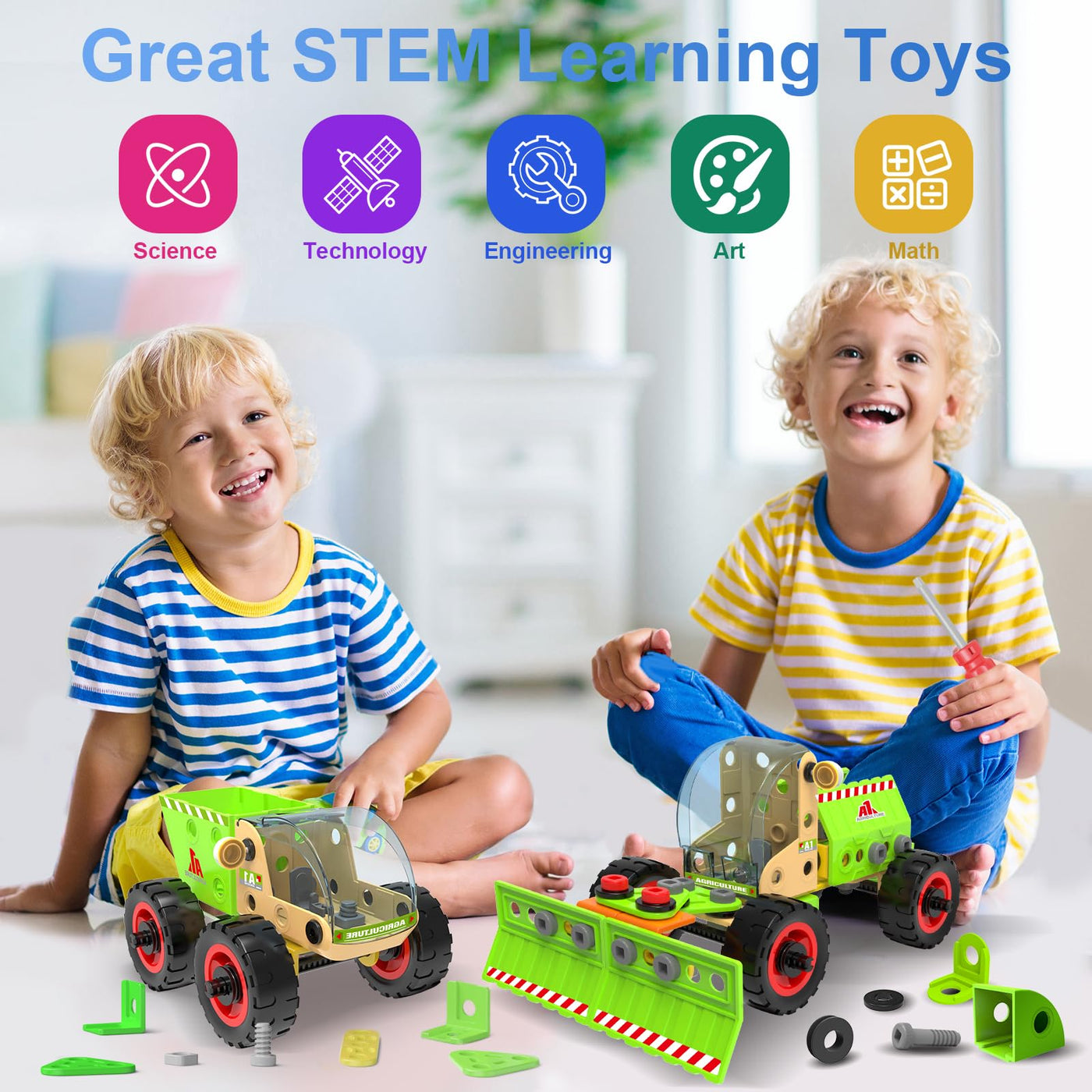 MOONTOY 14 Modelle Konstruktionsspielzeug ab 4 5 6 7 8 9 Jahr,Kreatives Lernspielzeug Bauspielzeug im 218 Teile Bauen Kinder ab 5,Bausteine STEM Baukasten Spielzeug Geschenk für Jungen Mädchen