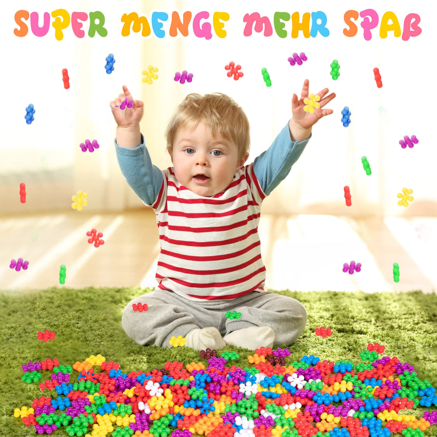 Ltteaoy 500 Stück Bausteine für Kinder mit Aufbewahrungstasche und Box, STEM Interlocking Blocks Vorschule Lernspielzeug Discs Sets, Umweltkreativität Kinderspielzeug für Jungen Mädchen ab 3 Jahren