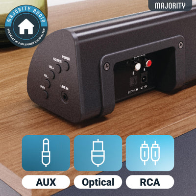 MAJORITY Snowdon Soundbar für TV Geräte | Soundbar Bluetooth | 120W 2.1 TV Lautsprecher für Fernseher | TV Soundbar mit Intergriertem Subwoofer | Soundsystem für Fernseher | 81CM Sound Bar (Schwarz)