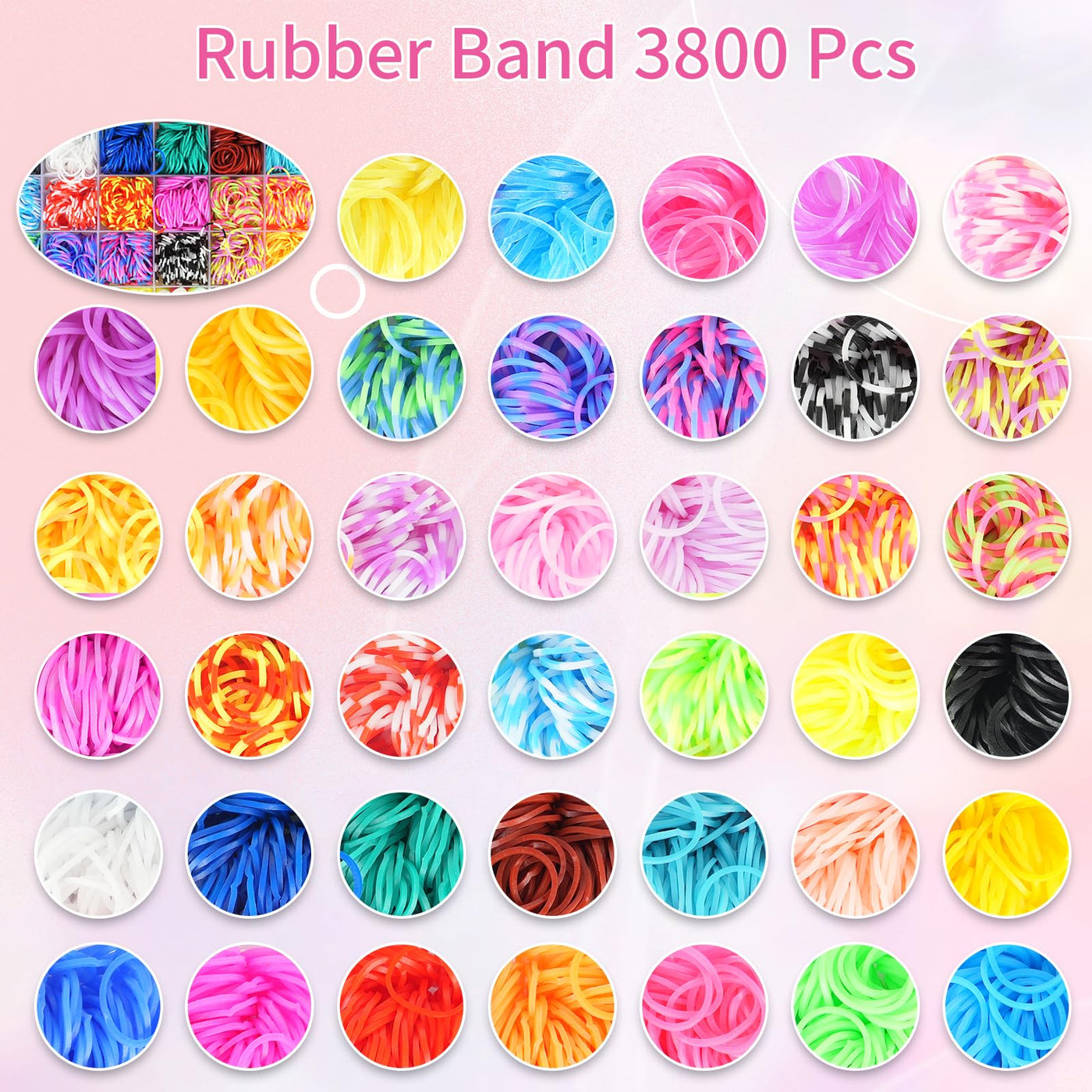 3800+ Für Loom Bänder Set, 54 Rastern Loop Armbänder Set Kinder, einschließlich Webstuhl, Häkelnadel, Anhänger, Perlen usw Für Loom Bänder Zubehör. Loops Gummis sind Kinderspielzeug und Geschenke