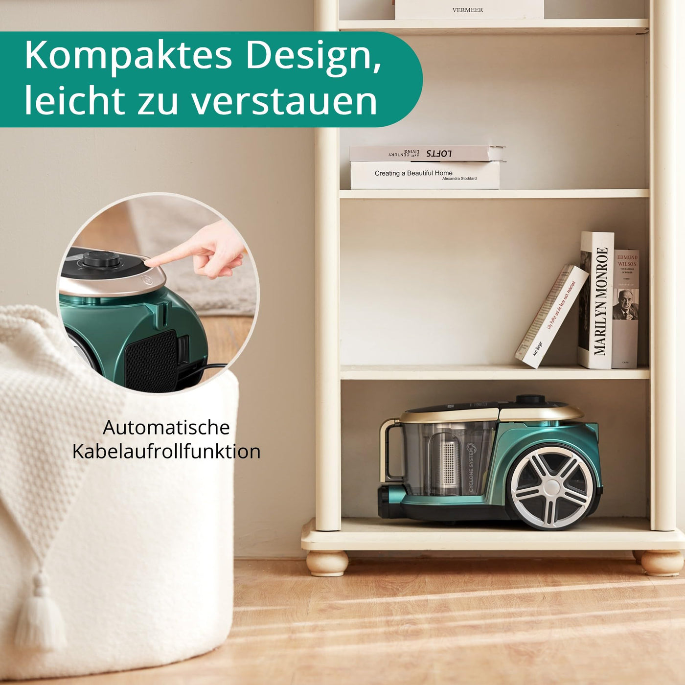 Eureka Apollo Staubsauger Beutellos, leichter Zylinderstaubsauger mit Single Cyclone System, 800W Power Efficiency Motor, 2.2L Staubbehälter, für Teppiche und Hartböden, Grün