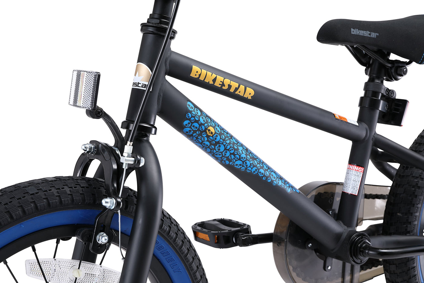 BIKESTAR Kinderfahrrad für Mädchen und Jungen ab 4-5 Jahre | 16 Zoll Kinderrad Kinder BMX Freestyle | Fahrrad für Kinder Schwarz & Blau | Risikofrei Testen