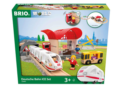 BRIO World 33940 Deutsche Bahn Ice Set - Eisenbahn-Set mit Schienen, Bahnhof und Zug im Stil der DB - Empfohlen ab 3 Jahren