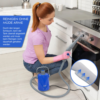 LEBENLANG Elektrischer Dampfreiniger Handgerät Steam Cleaner - 1000W & 300ml + 10x Zubehör | Handdampfreiniger Dampf Reiniger Auto Heißluft Fugenreiniger für Bad Fliesen und Fugen Gerät Polstermöbel
