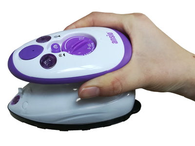 ANSIO Reise Min Dampfbügeleisen mit Ceramic Soleplate Kleines Leichtes Dampf Bügeleisen Perfekt für Reisen und Quilten, - 2 Jahre Garantie - Lila/weiß