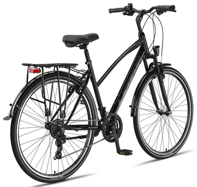 Licorne Bike Premium TrekkingBike in 28 Zoll - Fahrrad für Herren, Jungen, Mädchen und Damen - Shimano 21 Gang-Schaltung - Citybike - Männerfahrrad - L-V-ATB - Schwarz/Grau