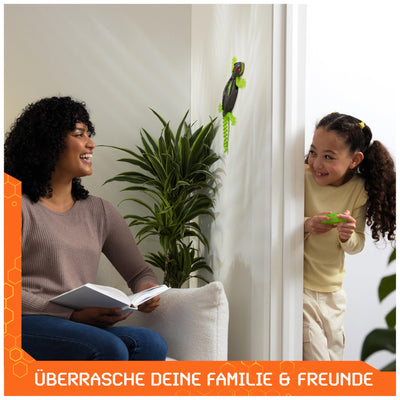 Hex Bots - Wall Crawler Gecko, ferngesteuerter Gecko, der an Wänden und Decken entlang krabbelt, mit leuchtenden LED-Augen, mit Fernbedienung, realistische Bewegungen, für Kinder ab 4 Jahren