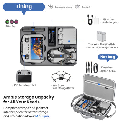 STARTRC Mini 5 Pro Tasche, Tragbare Tragetasche Koffer/Case für DJI Mini 5 Pro Zubehör für DJI RC 2 Controller Fly More Combo