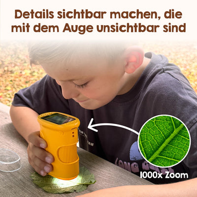 Edubini Digitales Mikroskop für Kinder [1000-fache Vergrößerung] - Tragbares Taschenmikroskop für Garten, Wald & Experimente - Kindermikroskop Spielzeug mit digitalem HD-Bildschirm [inkl Fotofunktion]