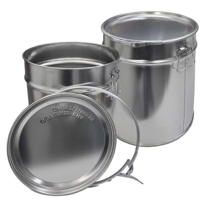 30 Liter Weißblecheimer Hobbock inkl. Deckel mit Spannring | Stabiler Metalltragegriff | Luft und Flüssigkeitsdicht | Robust und Stapelbar | Gefahrgut Tauglich (30 Liter)