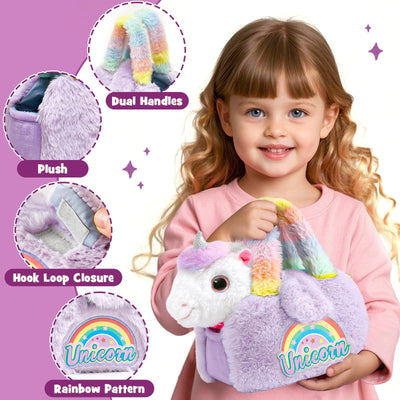 G.C Einhorn Geschenke für Mädchen 3 4 5 6 7 8 Jahre mit Elektrisch Einhorn Kuscheltier Spielzeug der Läuft und Bellt, Plüsch Tasche, Pflege Zubehöre, Interaktiv Unicorn Spielzeug Mädchen Geschenk