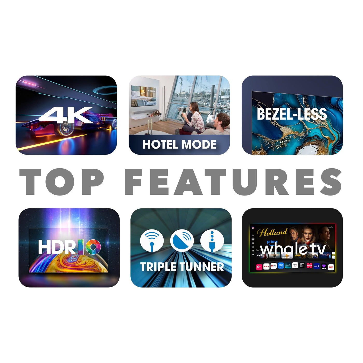 Smart Tech 43UH02V, 43 Zoll (109 cm), HD-LED-Fernseher, Netflix, YouTube, Prime Video, Whale TV