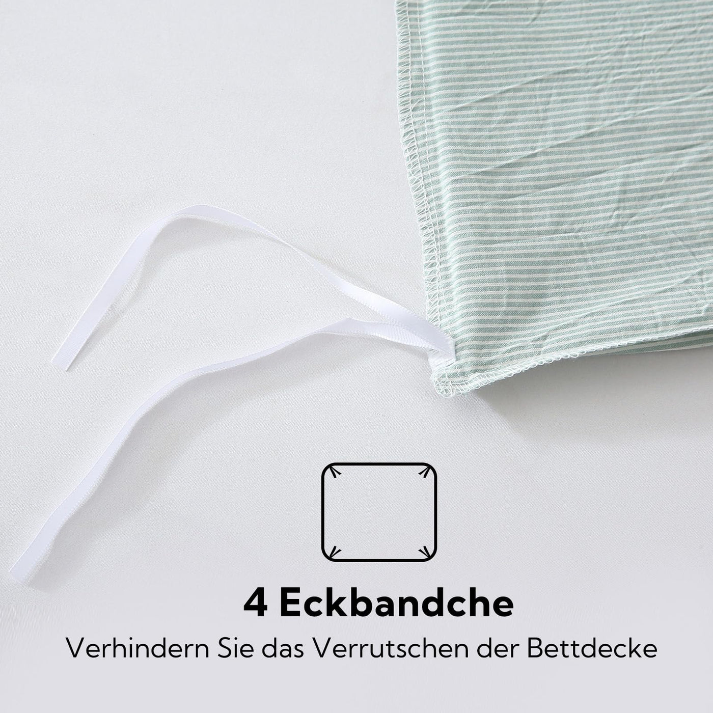SOULFUL Bettwäsche 135x200 Baumwolle Gestreift, 100% Gewaschene Baumwolle Bettwäsche-Sets Grün mit Reißverschluss öKotex Zertifiziert Enthält 1 Bettbezug 135x200 und 1 Kissenbezüge 80x80