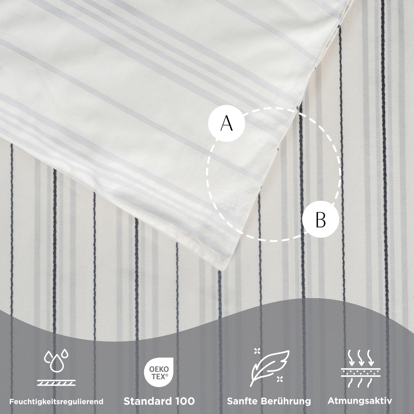 nordqueen Native Bettwäsche,100% Baumwolle mit Knopfdetail aus Kokosnussschale-KnopfBettbezug aus,Weiche und Angenehme Schlafkomfort (Miha, 4-TLG. 2 X 135X200 cm + 2 X 80X80 cm)