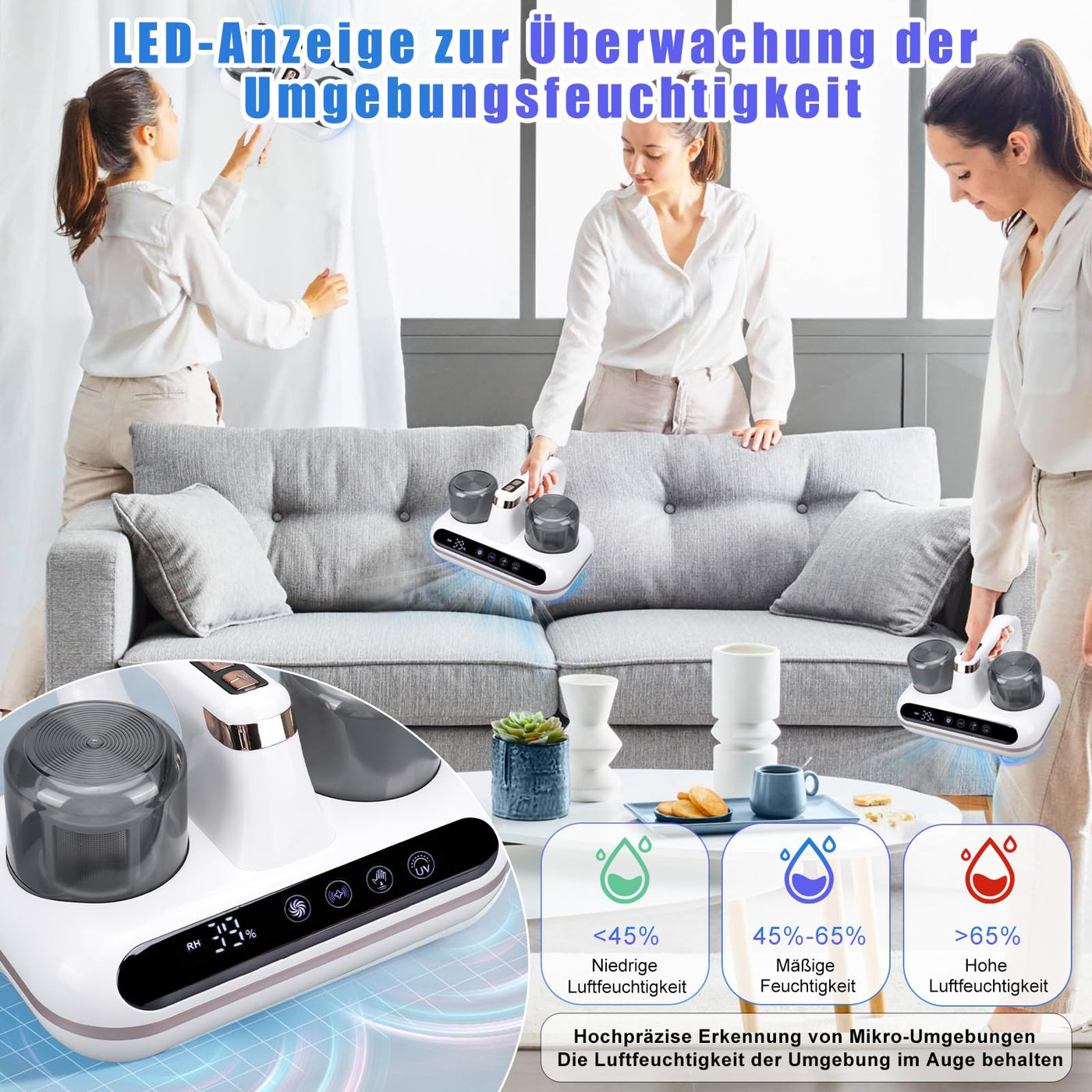 kswiown Milbensauger für Matratzen, 10KPA Milbenstaubsauger mit UV-Licht, Starke Saugkraft Milbensauger mit 3pcs HEPA Filter, Handstaubsauger zur Entfernung von Staubmilben Bakterien Allergenen