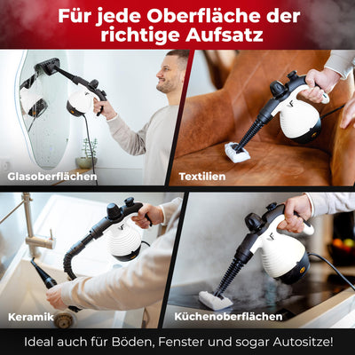 Neighbour's Friend® Dampfreiniger Neues Modell – Leistungsstarker Hand Steam Cleaner, 3,5 Bar Druck, 4m Kabel, 350ml Tank I Handdampfreiniger für Auto, Werkstatt, Haushalt & Fensterreinigung