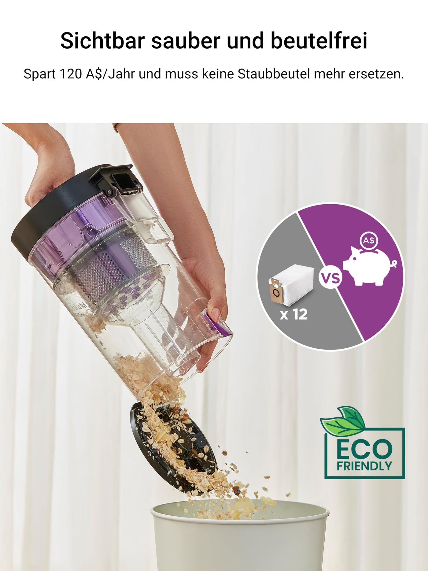 EUREKA E10s DE Saug- & Wischroboter + beutelloser Multi-Zyklon-Absaugstation (4000Pa, auto Teppicherkennung & auto Mop Lifting, LiDAR-Navigation, ideal gegen Tierhaare, App- & Sprachsteuerung) schwarz