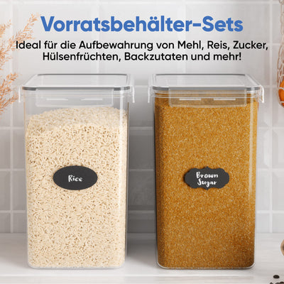 Chef’s Path 6,5L Groß Vorratsdosen Mit Deckel, BPA Frei Luftdichte Aufbewahrungsbox Küche, Fur Müsli Spaghetti Zucker Mehl Aufbewahrung, 2er Behälter, Kreidemarker und Etiketten