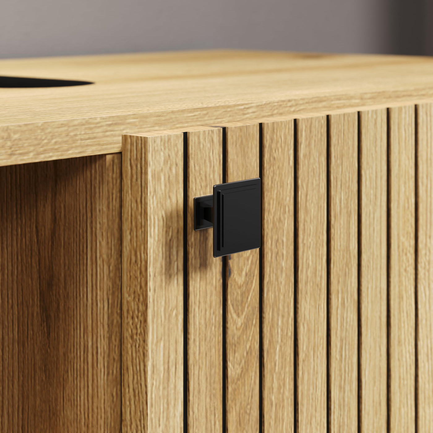 trendteam smart living - Waschbeckenunterschrank Unterschrank auf Rollen - Badezimmer - PureBliss - Aufbaumaß (BxHxT) 60 x 64 x 42 cm - Farbe Evoke Eiche mit schwarzen Rillen - 233730342