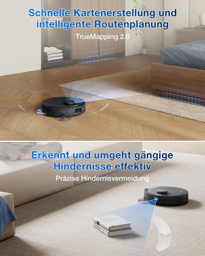 ECOVACS DEEBOT T30C Omni Gen2, Saugroboter mit Wischfunktion, 25.000 Pa, OZMO Turbo 2.0 Wischen, ZeroTangle 3.0 Anti-Verheddern, TruEdge 2.0 Kantenreinigung, Omni-Station, 75°C Moppwäsche, Schwarz