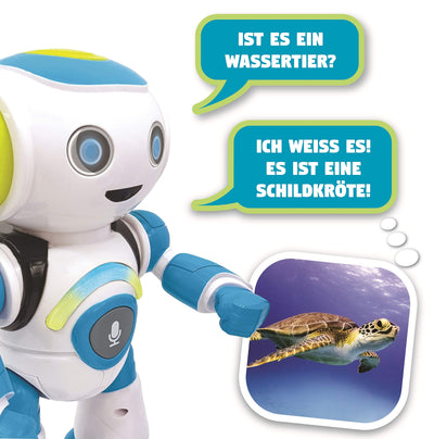 Lexibook - Powerman Jr. Intelligenter Roboter für Kinder der Gedanken liest - Spielzeug für Kinder - Tanzt Musiziert Tier-Quiz STEM Programmierbar Fernbedienung Roboter - Grün/blau - ROB20DE