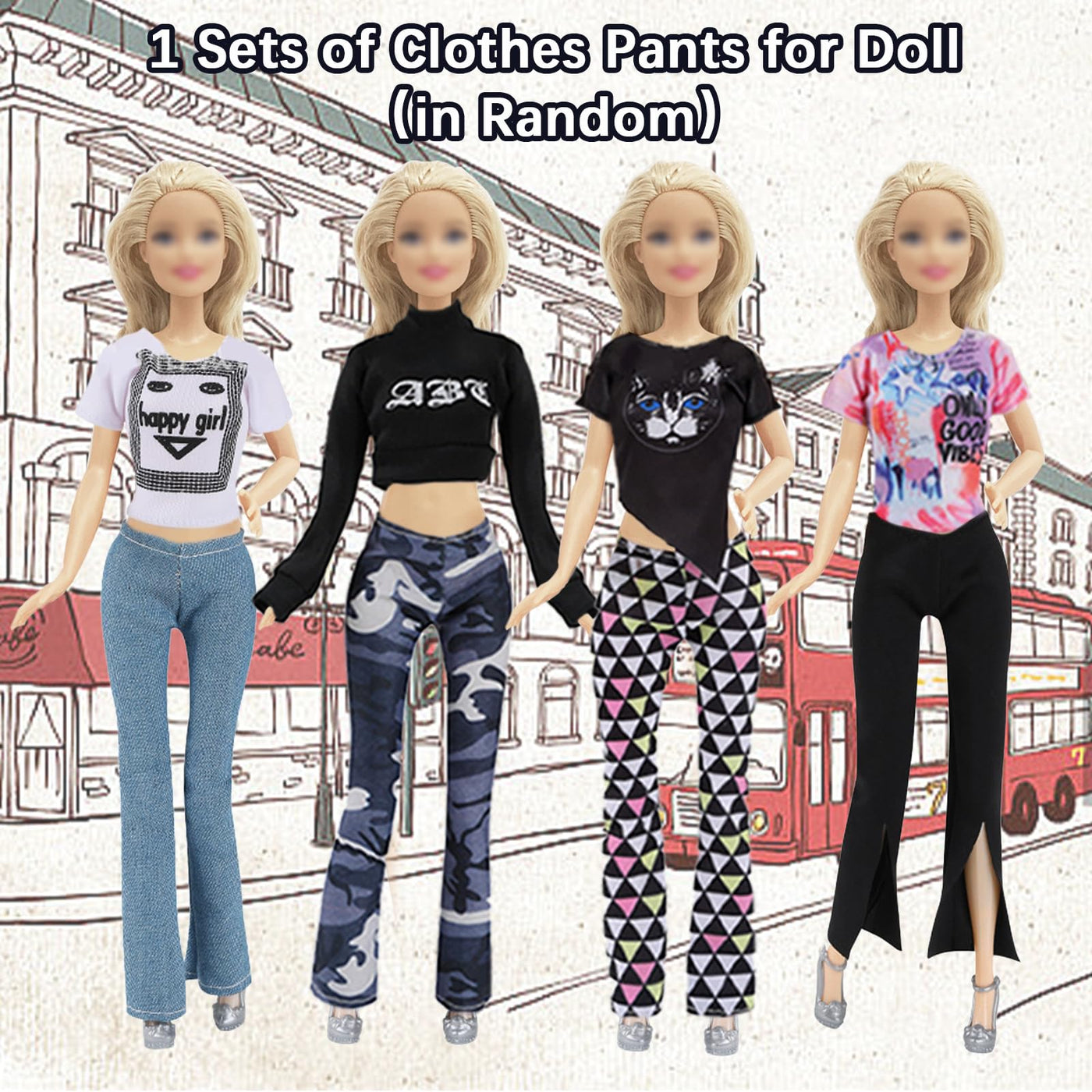 30 Kleidung Kompatibel mit Barbie Puppen, 1 Tausend Vogel Karo Mantel 2 Wintermäntel 4Oberteile 1Pullover 2 Röcke 3 Hosen 1 Hut 2 Brillen 4 Sneakers 10High Heels, für 11,5 Zoll Mädchen Puppen Zufällig