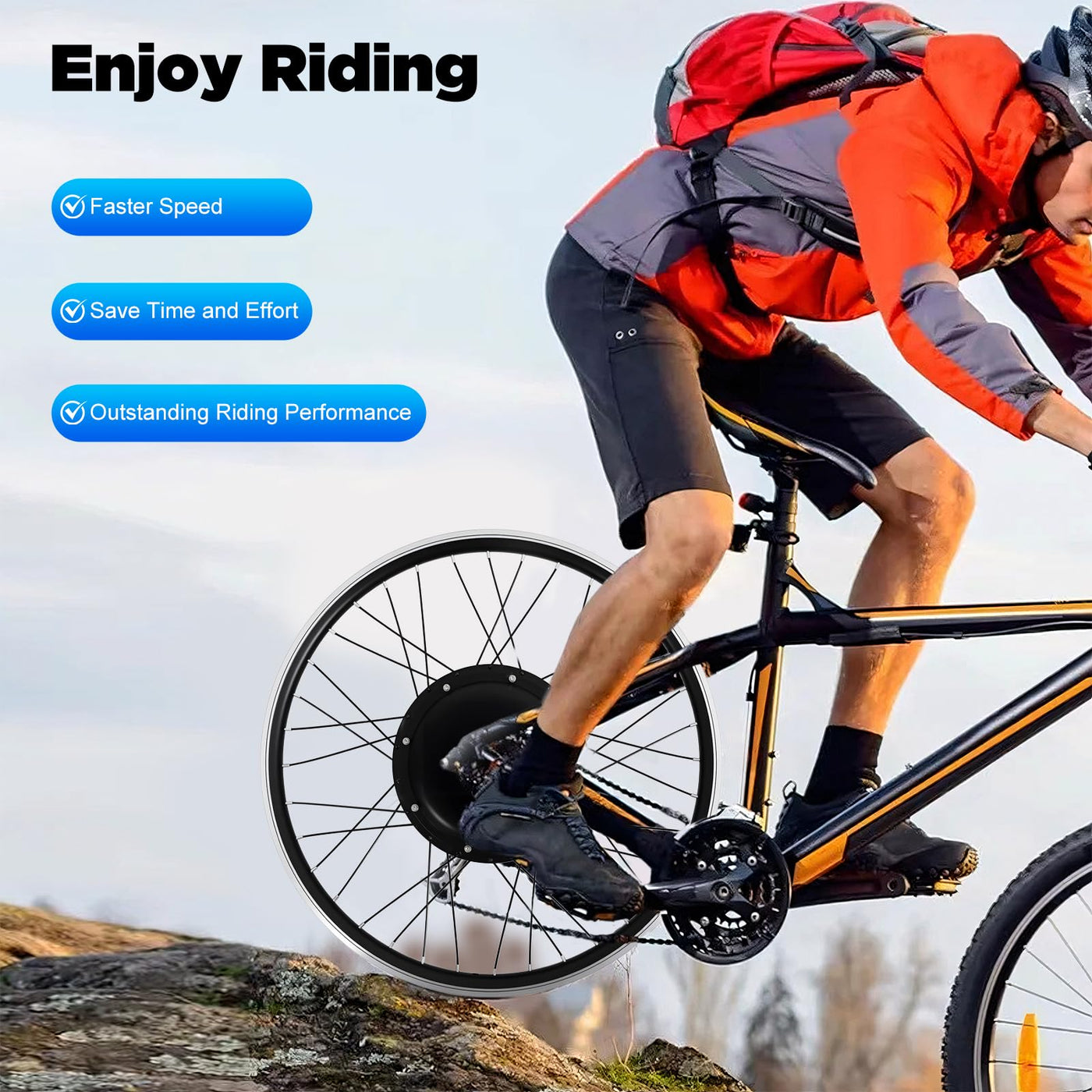 LUNICASHA 26 Zoll Hinterrad E Bike Umbausatz 48V 1500W Elektro-Fahrrad Umbausat E-Bike Conversion Kit Elektrofahrrad Ebike Motor Kit Elektrofahrräder Elektrofahrrad Umbausatz Set