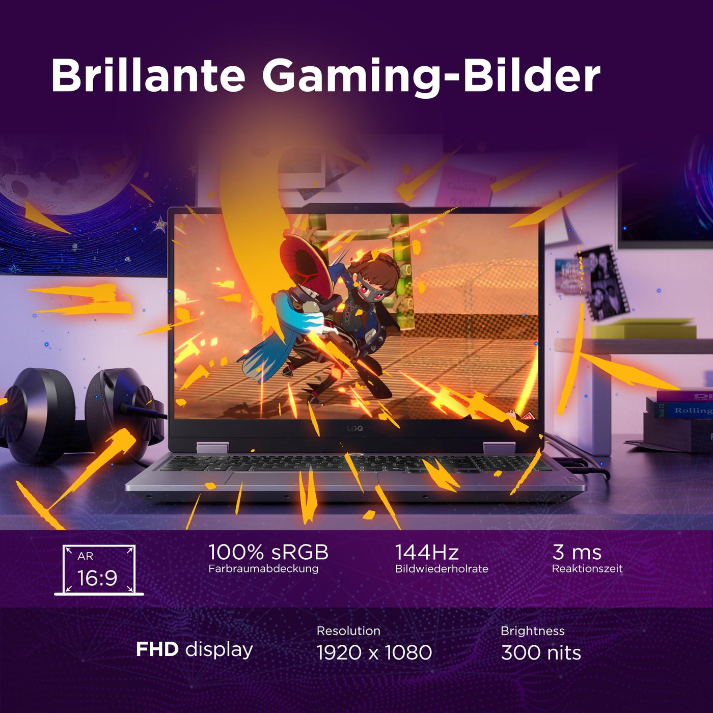 Lenovo LOQ Gaming AI Laptop | 15.6" Full HD 144Hz LCD Display |NVIDIA GeForce RTX 5060 | AMD Ryzen 7 250 | 16GB RAM | 1TB SSD | Win11 | QWERTZ | Luna Grau | Weiss beleuchtet | 3 Monate GamePass