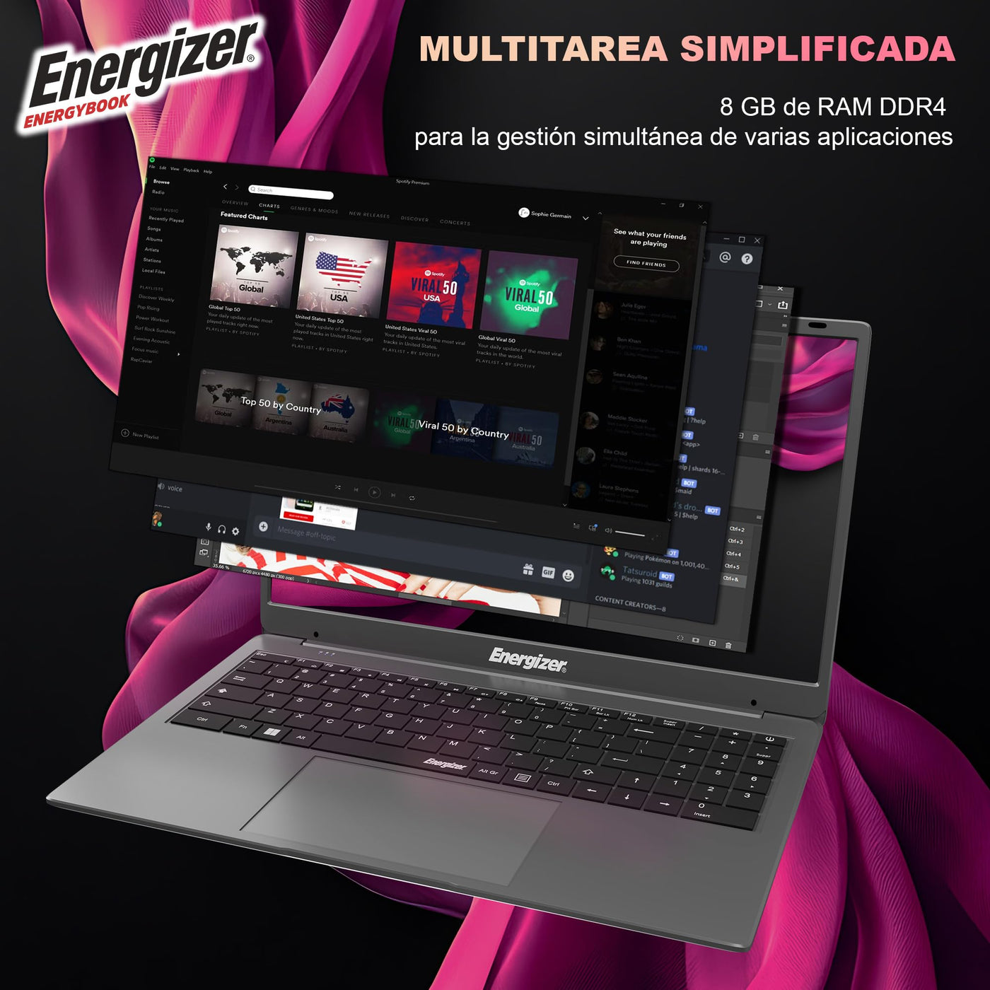 Energizer EnergyBook – 15,6'' HD+ Laptop, Intel Celeron Laptop, 8 GB RAM, 256 GB SSD, UHD-Grafik, Windows 11, QWERTY-Tastatur (Inter), USB 3.0, HDMI