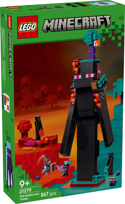 LEGO Minecraft 2in1 Der Enderman-Turm - Modulares Gaming Spielzeug - Lässt Sich in 2 Festungen umbauen - Mit 4 Minifiguren zum Sammeln - Gamer Geschenk für Jungen und Mädchen ab 9 Jahren - 21279