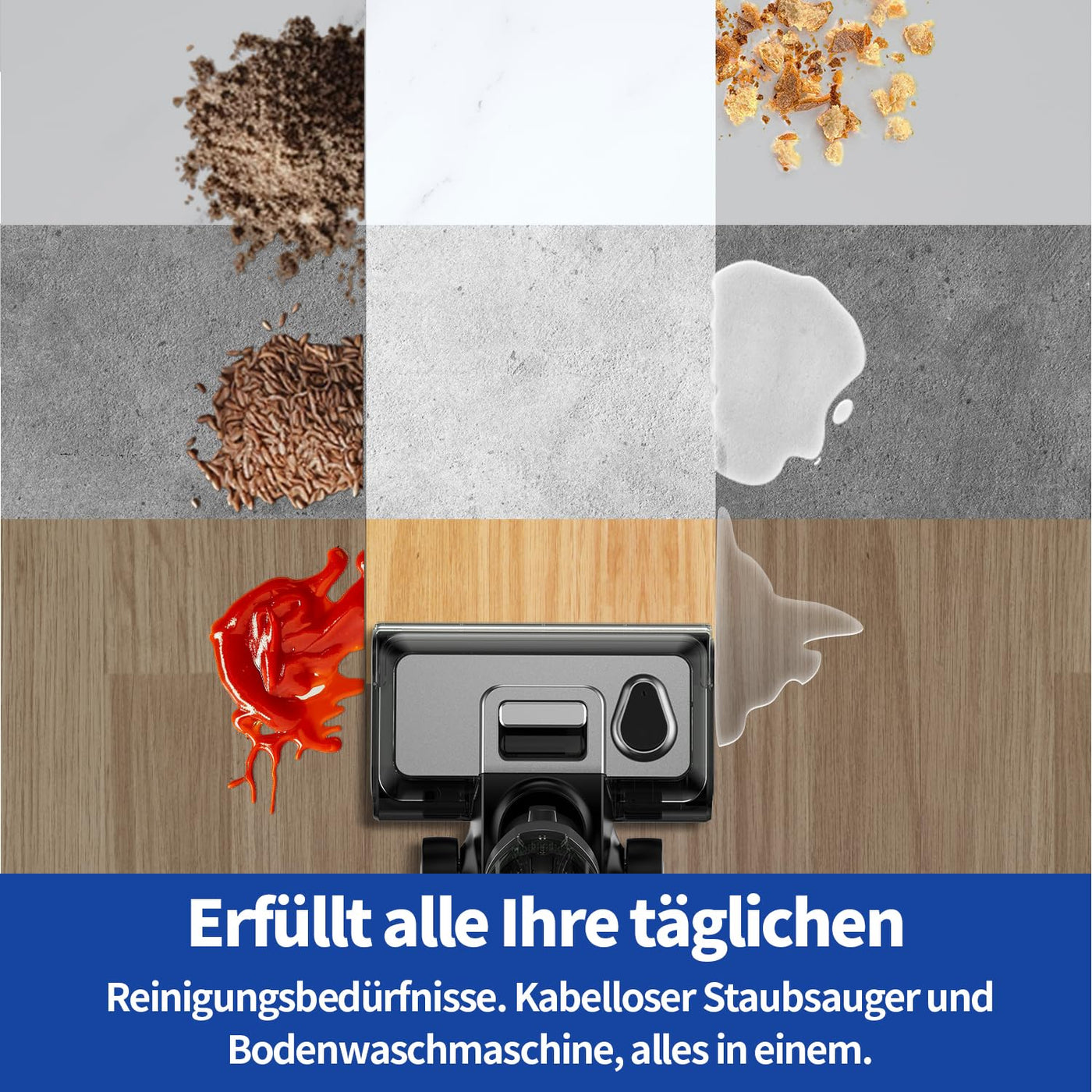 Redkey W13 Nass Trockensauger kabellos, Kantenreinigungsbürste, akku Nass Trocken Staubsauger, Selbstreinigung & Selbsttrocknend, 17500Pa, 45min Laufzeit 900ml Wassertank für Hartböden, Tierhaare