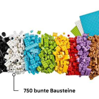 LEGO Classic Kreativset zum Bauen und Spielen - Set mit bunten Bausteinen - Baue EIN Haus, Hund, Löschauto, Klaviertastatur und Regenbogen - Bastelset für Jungen & Mädchen ab 5 Jahren 11044