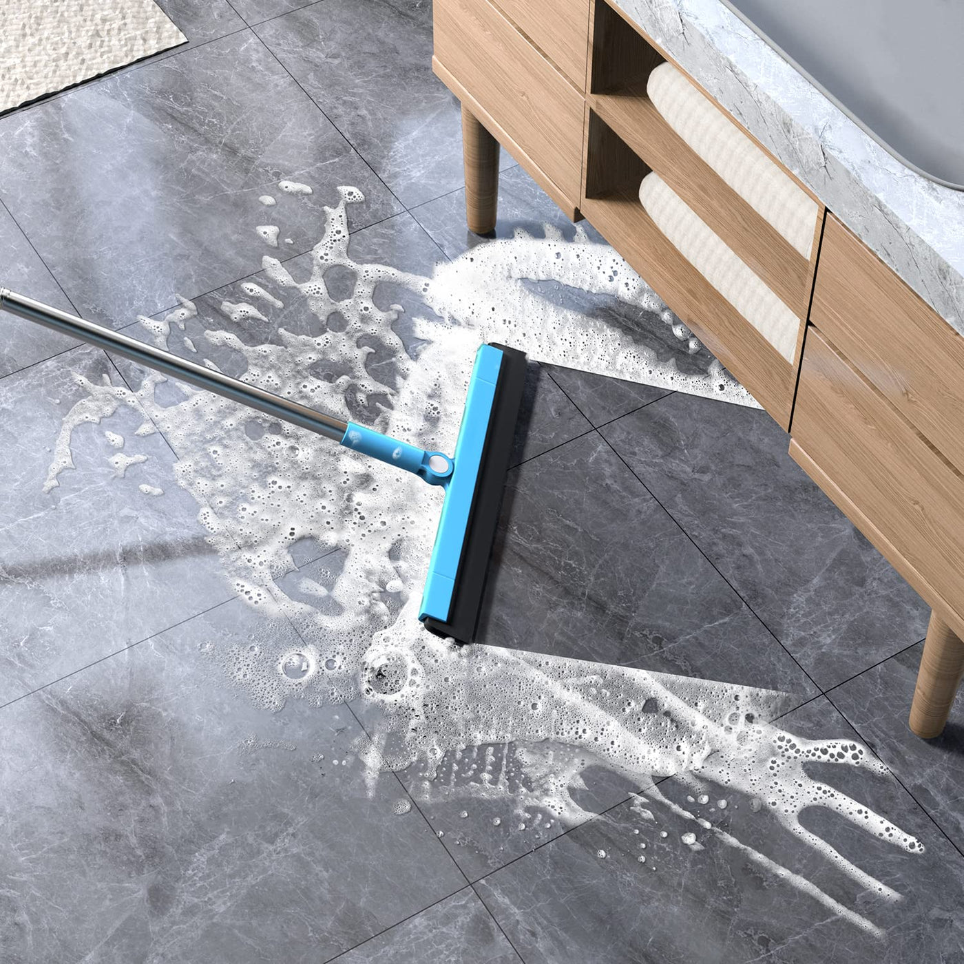Wasserschieber Bodenabzieher Dusche Fensterabzieher mit Stiel 147cm Abzieher Boden Dusche Wasser Wischer, Bodenwischer für Fenster, Bürste zum Entfernen von Wasser, Haare