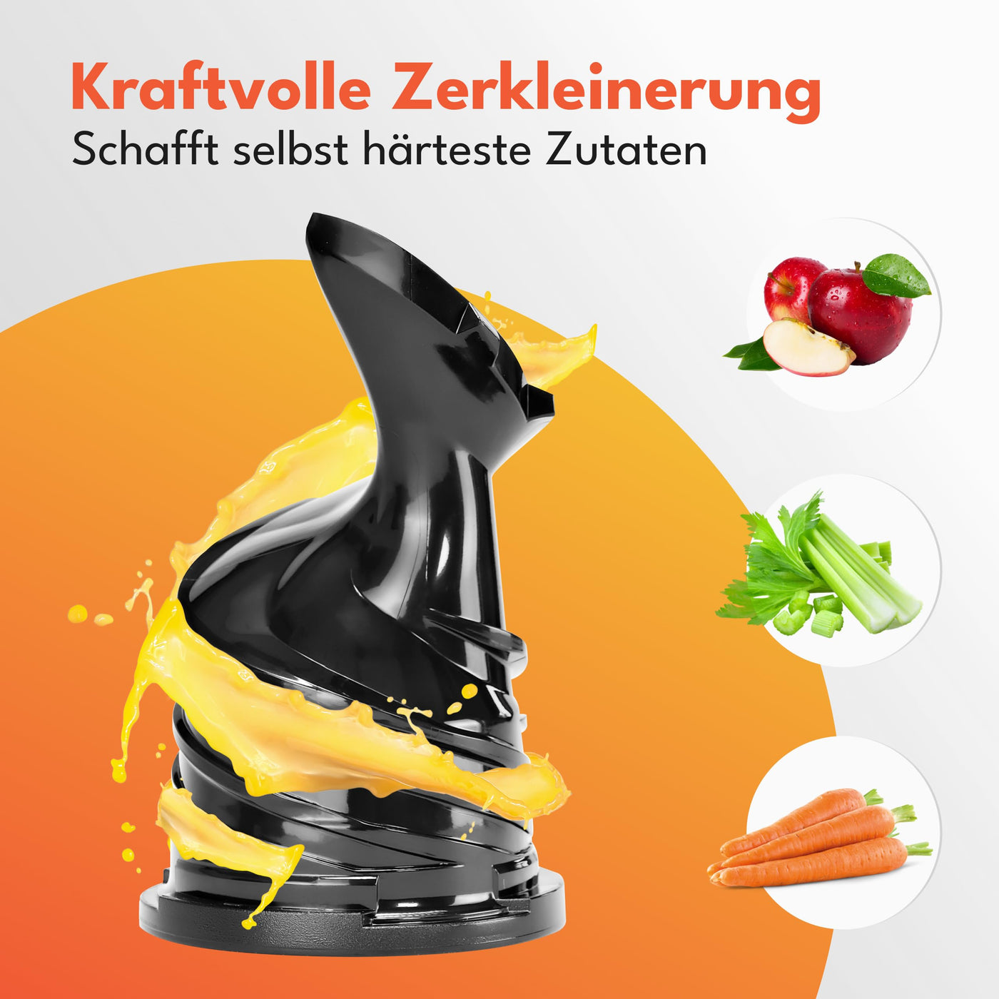 LEBENLANG Entsafter Slow Juicer - Inkl. Rezeptbuch & Große 130mm Öffnung I Perfekt für Obst ganze Früchte und Gemüse 100% BPA-Frei I Best Juicer Machine Saftpresse elektrisch Masticating Green Press