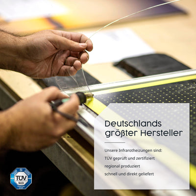 Könighaus Infrarotheizung - 1000 Watt - zur Deckenmontage ✓ Infrarot Deckenheizung ✓ effiziente Elektroheizung ✓ mit TÜV/GS + 5 Jahre Herstellergarantie ✓ Überhitzungsschutz